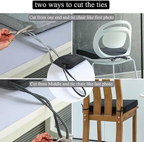 כרית כסא לכסאות אוכל עם קשרים 4 חבילה ללא החלקה קצף קצף מטבח רפידות כיסא 17x16 אינץ ', בז'