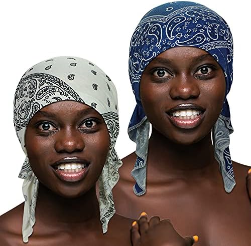 2 חתיכות נשים הכימותרפיה כובע טורבן כפה, מראש קשור כיסויי ראש בארה ' ב בנדנה עבור שיער אובדן