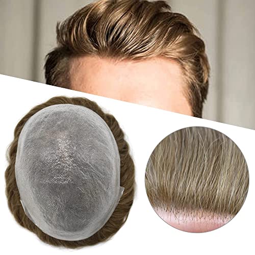 פאה עבור גברים שיער טבעי מערכת החלפת 0.06 ממ אולטרה דק עור עם לולאות גברים פאה טבעי קו שיער פאות עבור גברים